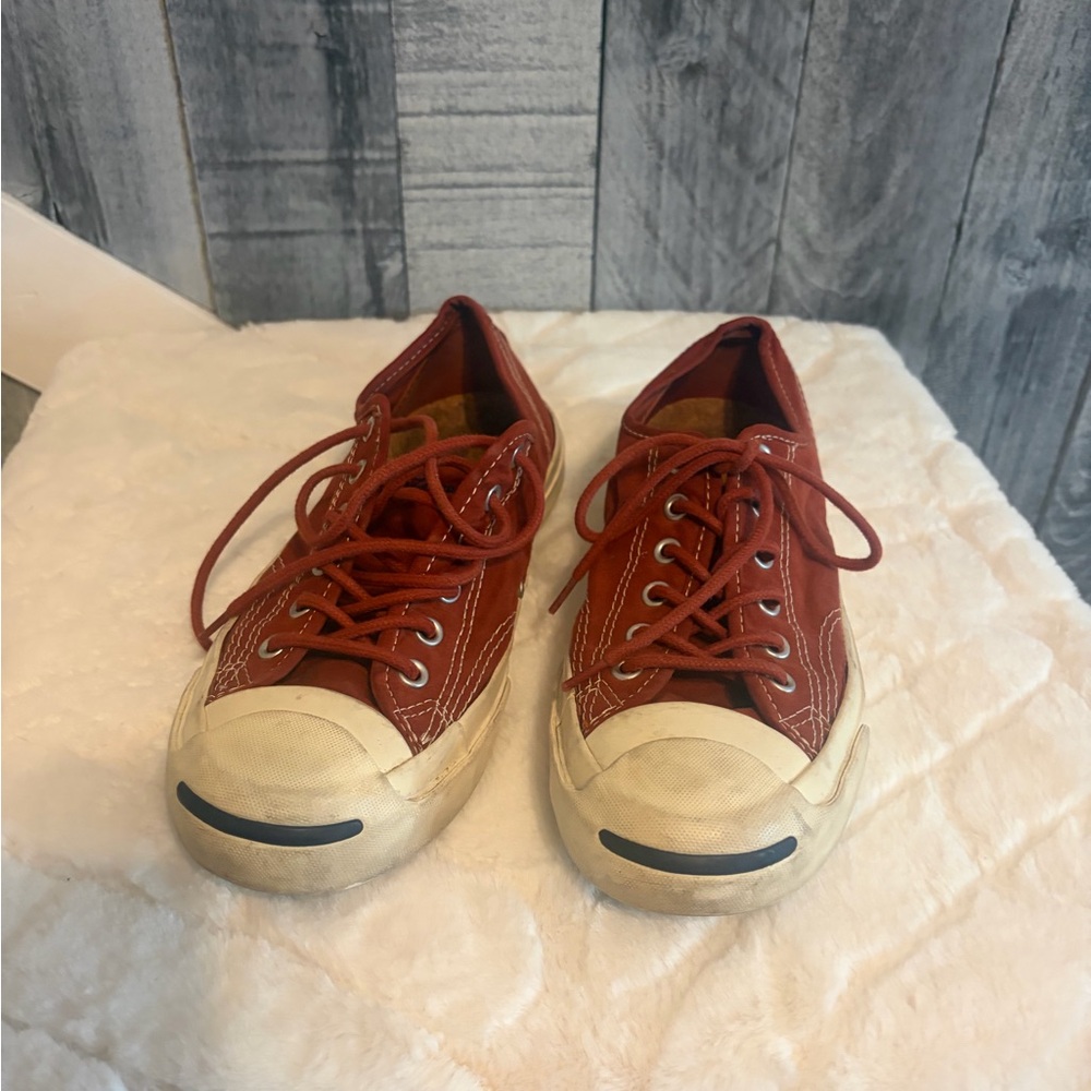 Vintage Converse Jack Purcell Rust Sneakers With Cork Sole, Men’s 6-Womens 7.5